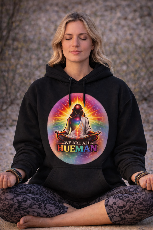 We Are All Hueman Rainbow Aura Hoodie – Unity • Presence • Love