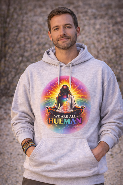 We Are All Hueman Rainbow Aura Hoodie – Unity • Presence • Love