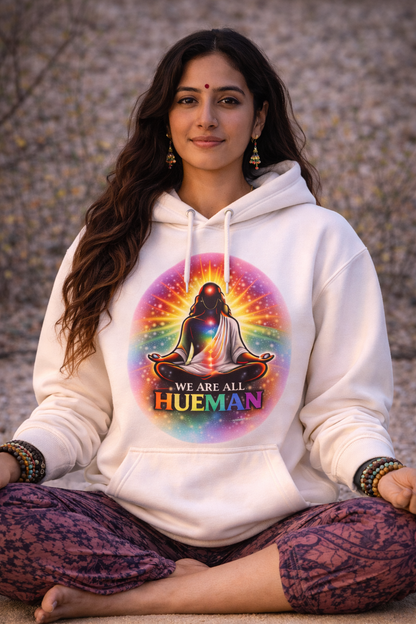We Are All Hueman Rainbow Aura Hoodie – Unity • Presence • Love