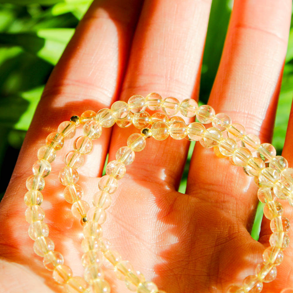 Citrine Healing Crystal Energy Bracelet with 4mm Natural Gemstones and 14K Gold-Filled Hypoallergenic Bead