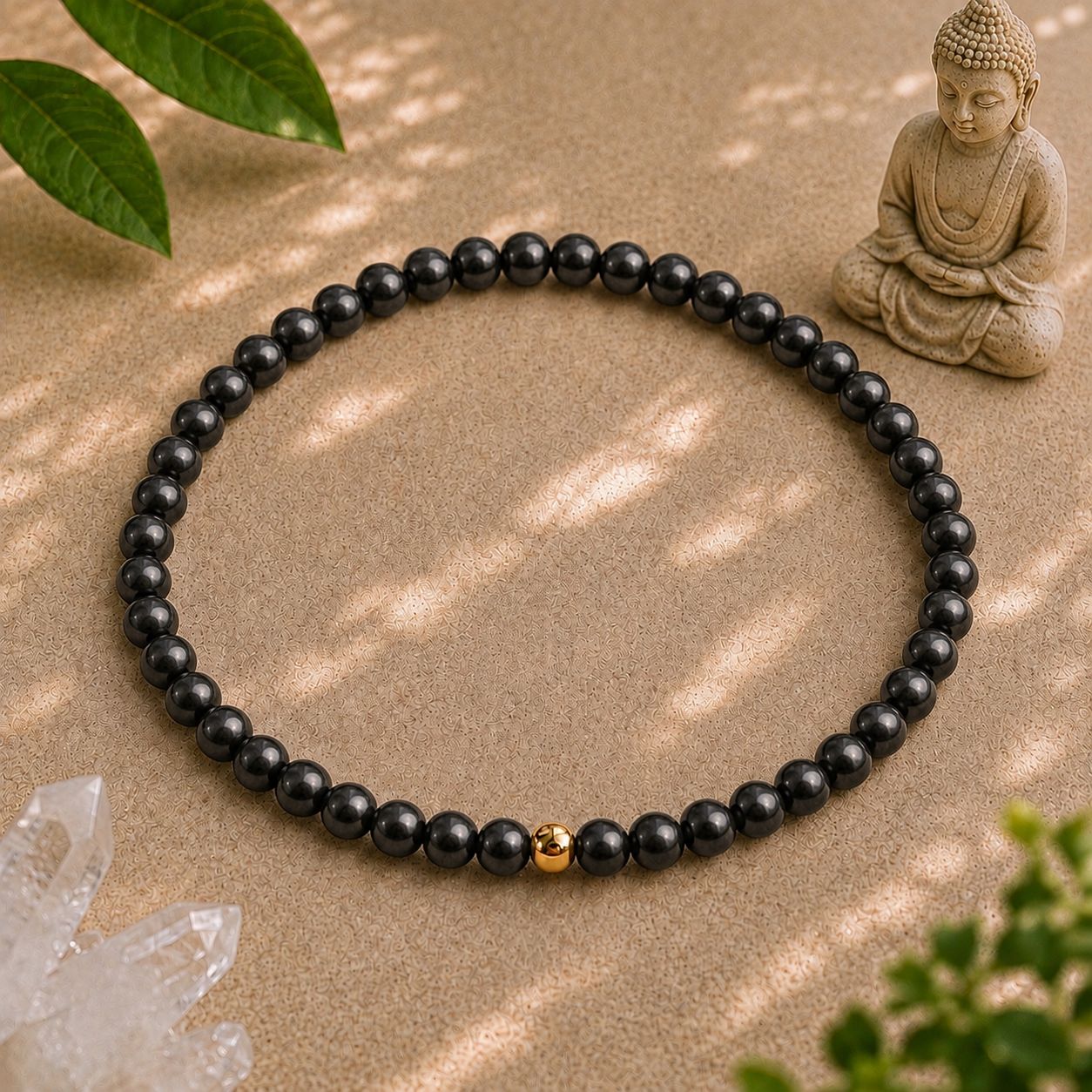 Shungite Bracelet | Gold or Silver Accent