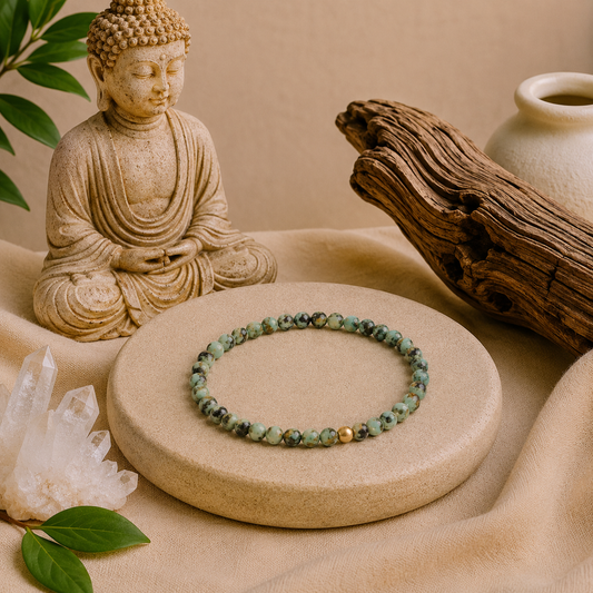 African Turquoise Bracelet | Gold or Silver Accent