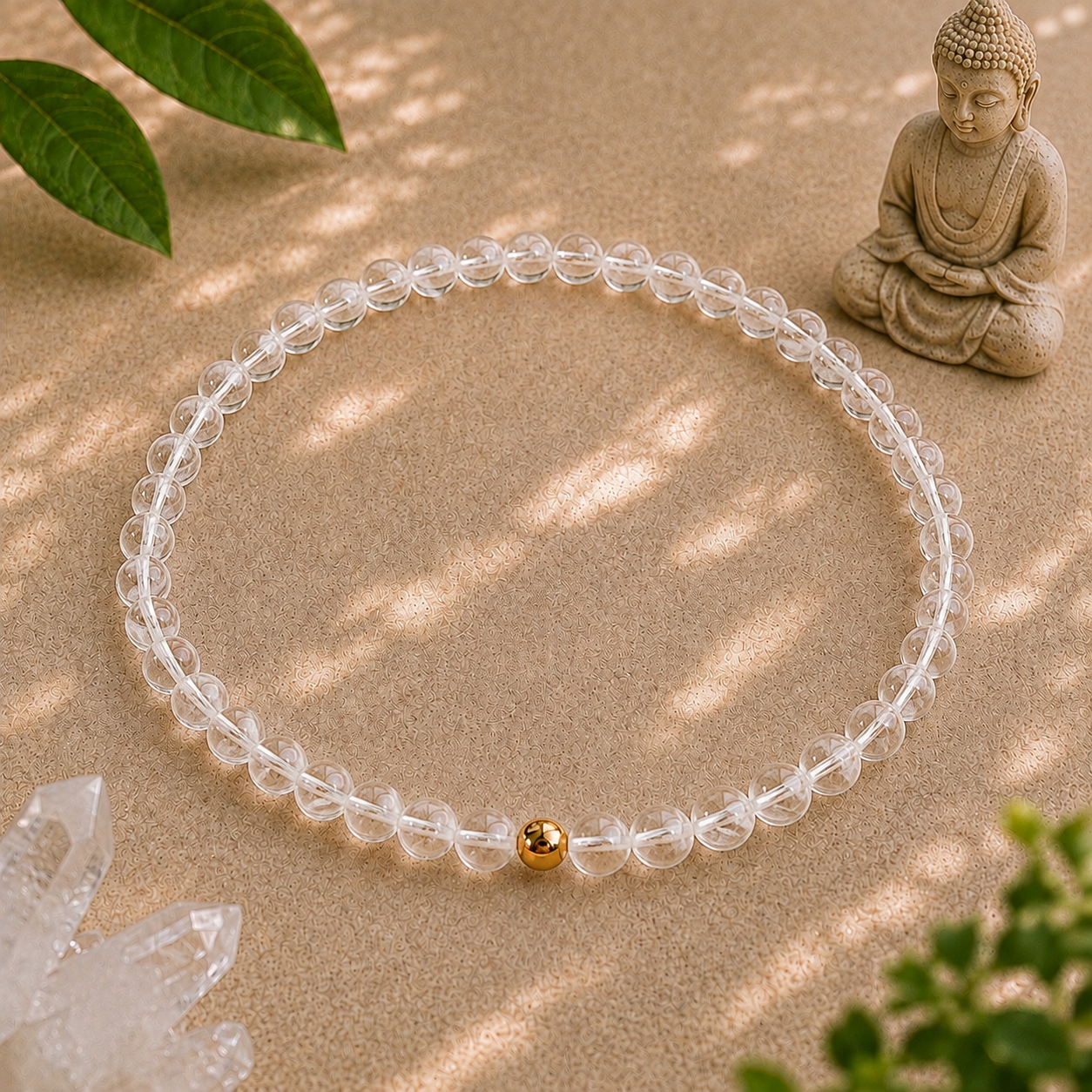Clear Quartz Bracelet | Gold or Silver Accent