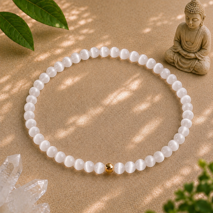 Selenite Bracelet | Gold or Silver Accent