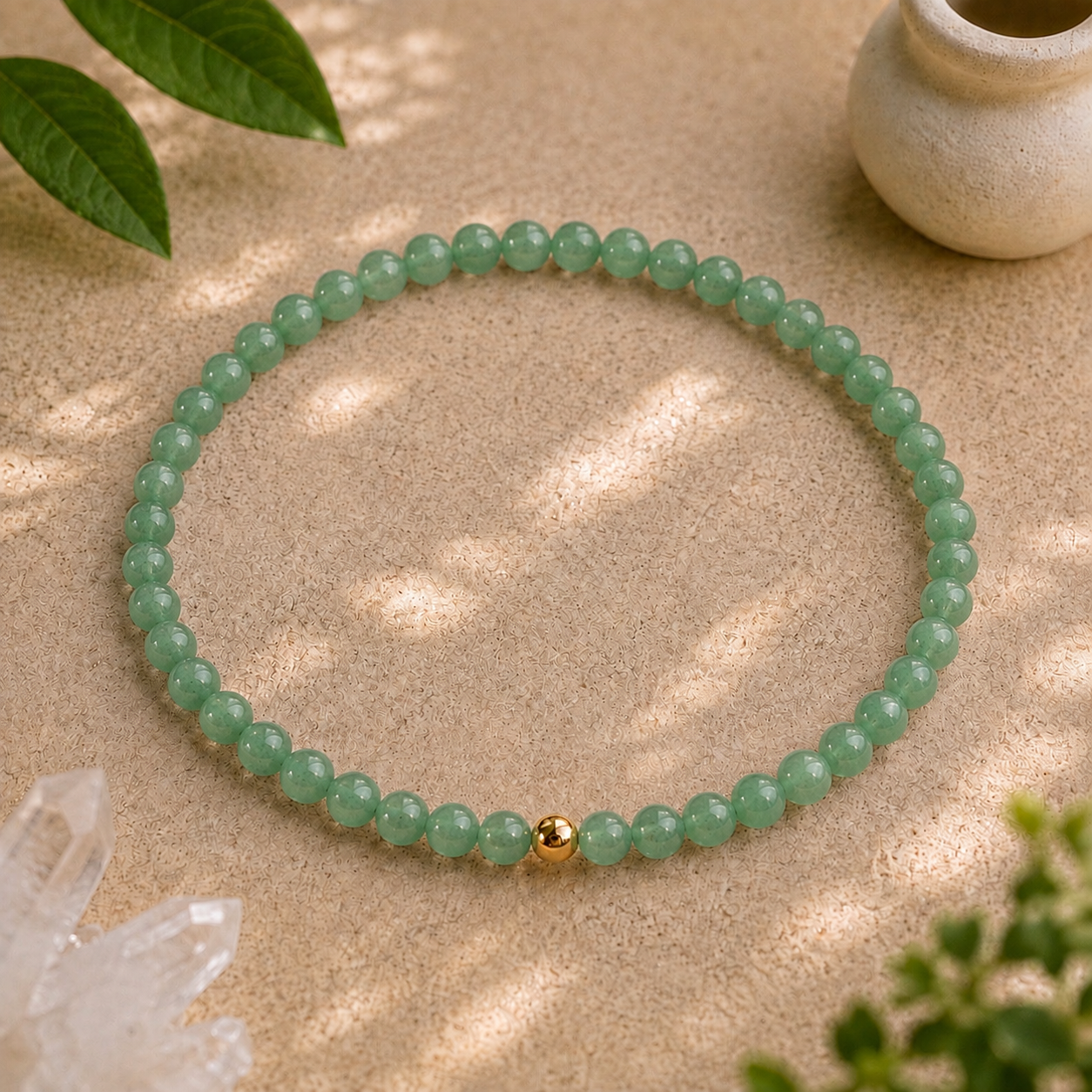 Green Aventurine Bracelet | Gold or Silver Accent