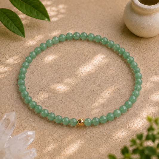 Green Aventurine Bracelet | Gold or Silver Accent