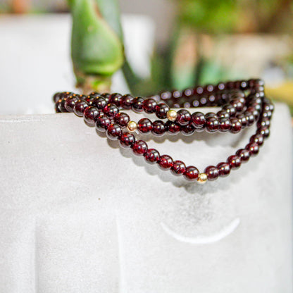 Garnet Crystal Healing Bracelet with 4mm Natural Stones and 14K Gold-Filled Bead – Azenway