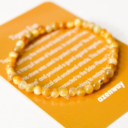 Gold Tiger’s Eye Crystal Healing Bracelet with 4mm Natural Stones and 14K Gold-Filled Bead – Azenway