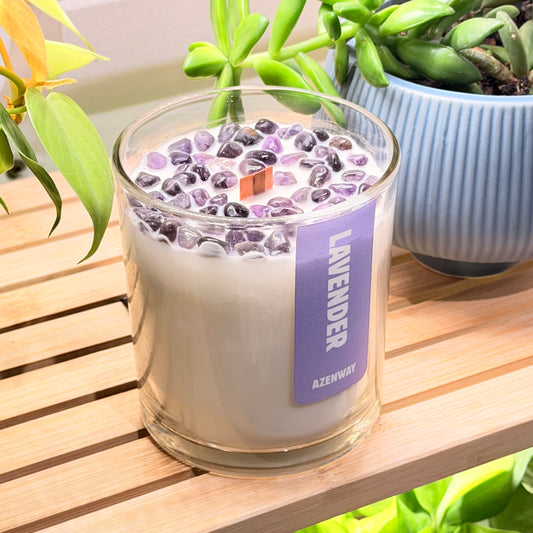 Aura Lavender Crystal Candle – Amethyst