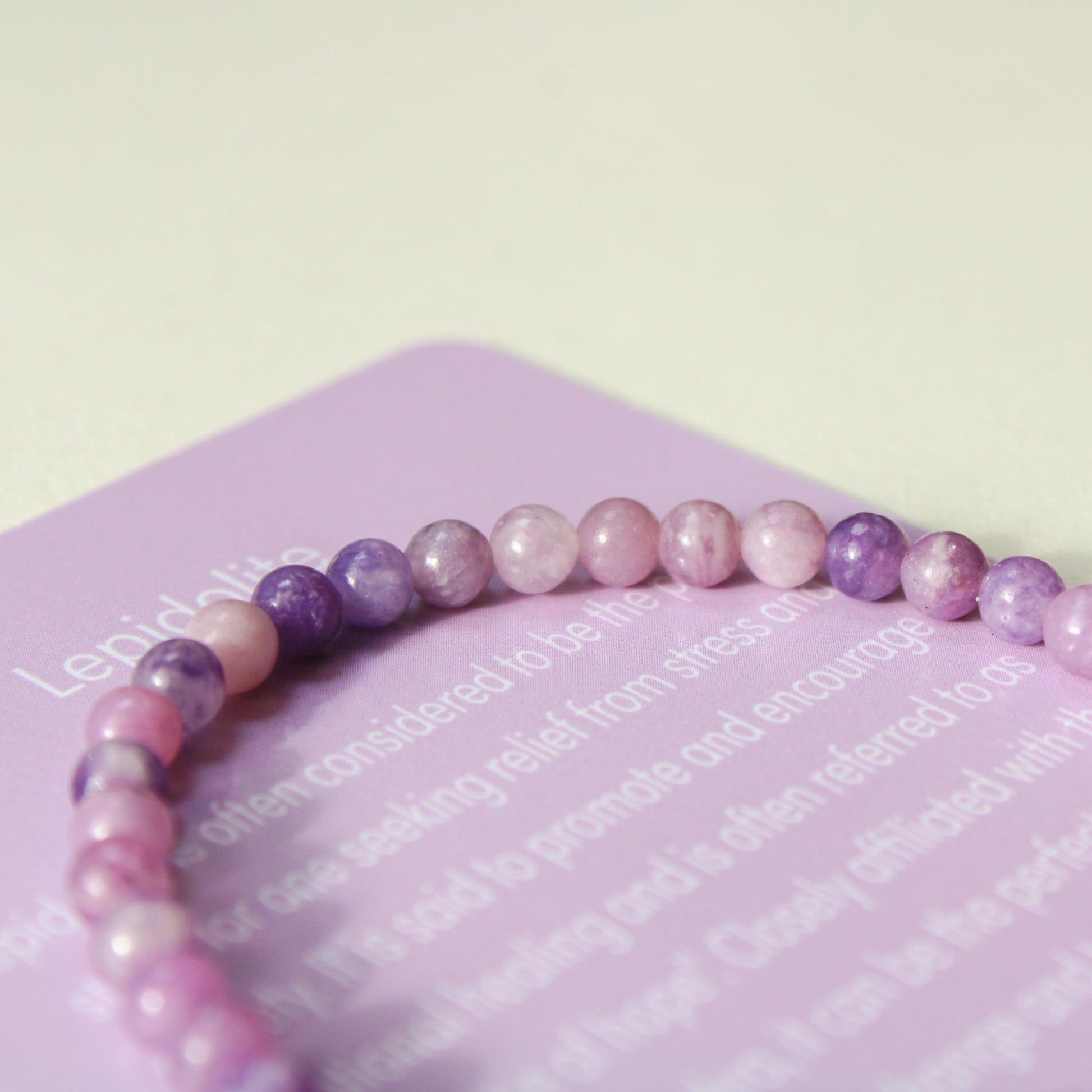Lepidolite Crystal Healing Bracelet with 4mm Natural Stones and 14K Gold-Filled Bead – Azenway