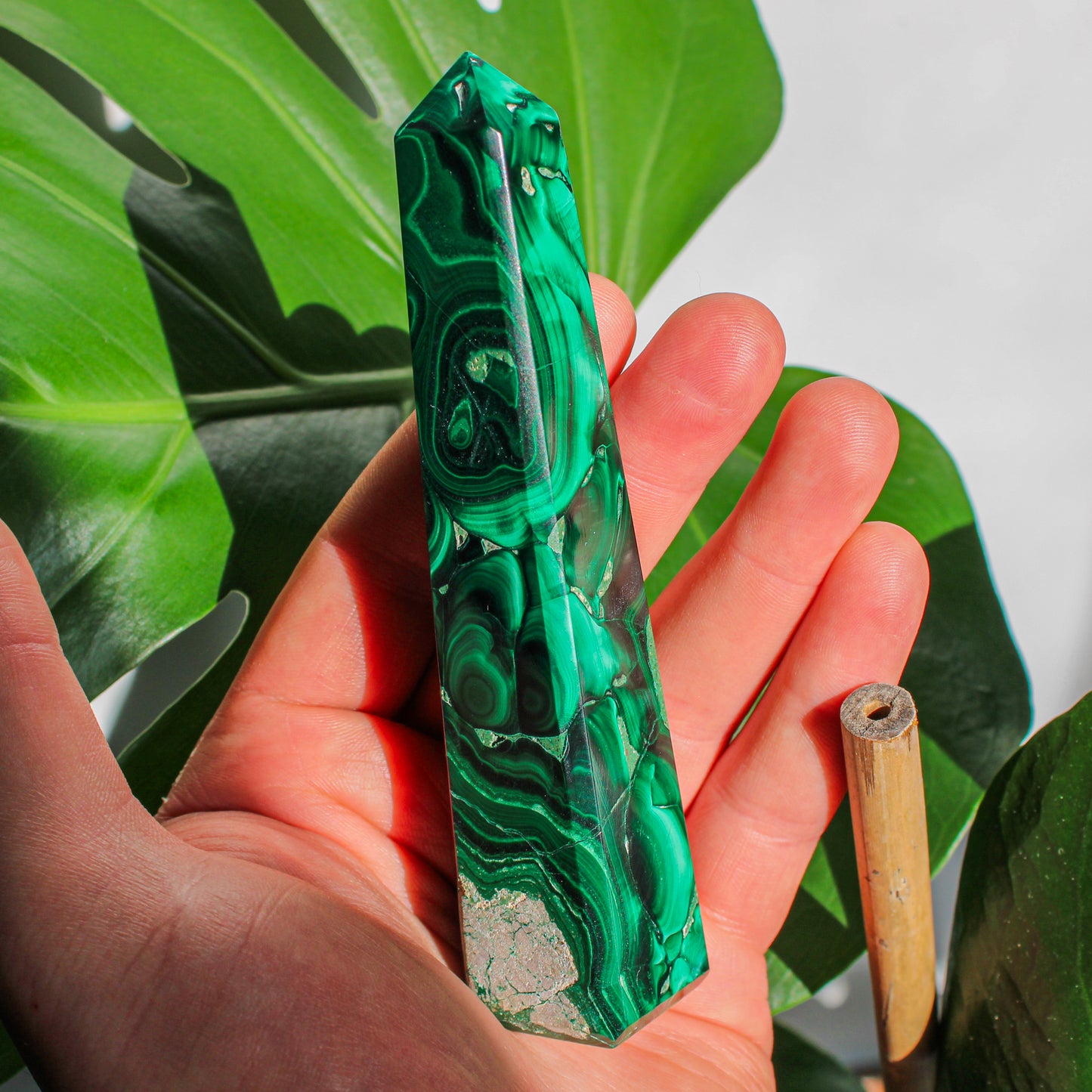 Malachite Crystal Energy Tower - 3.75 inch Natural Semi-Precious Gemstone (1 of 1)