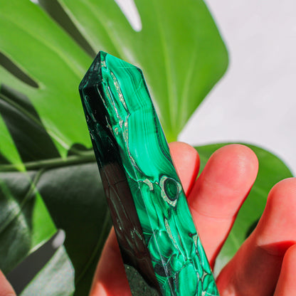 Malachite Crystal Energy Tower - 3.75 inch Natural Semi-Precious Gemstone (1 of 1)