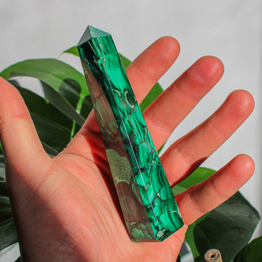 Malachite Crystal Energy Tower - 3.75 inch Natural Semi-Precious Gemstone (1 of 1)