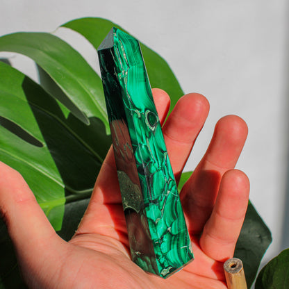 Malachite Crystal Energy Tower - 3.75 inch Natural Semi-Precious Gemstone (1 of 1)