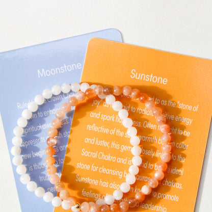 Sun + Moon Bracelet Pack - Sunstone & Moonstone with Hypoallergenic 14k Gold-Filled Beads