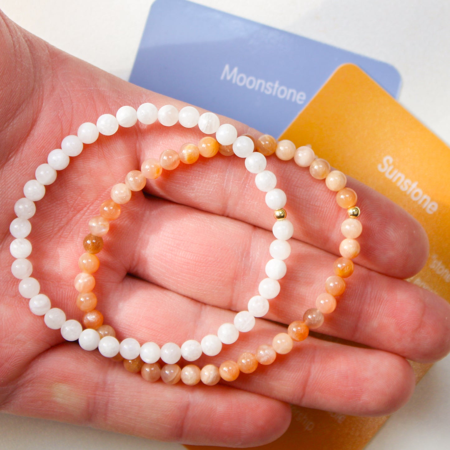 Sun + Moon Bracelet Pack - Sunstone & Moonstone with Hypoallergenic 14k Gold-Filled Beads