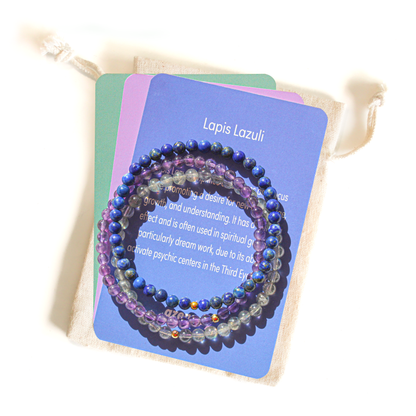 Mystic Mind Trio Bracelet Pack – Amethyst, Labradorite & Lapis Lazuli with Hypoallergenic 14k Gold-Filled Beads