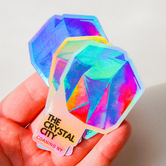 3-inch mystical vinyl sticker featuring ethereal crystal and floral artwork, inspired by the spiritual charm of Corning, NY – waterproof and perfect for water bottles, journals, or laptops