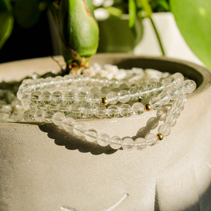 Clear Quartz Crystal Energy Bracelet with Hypoallergenic 14k Gold Filled Bead