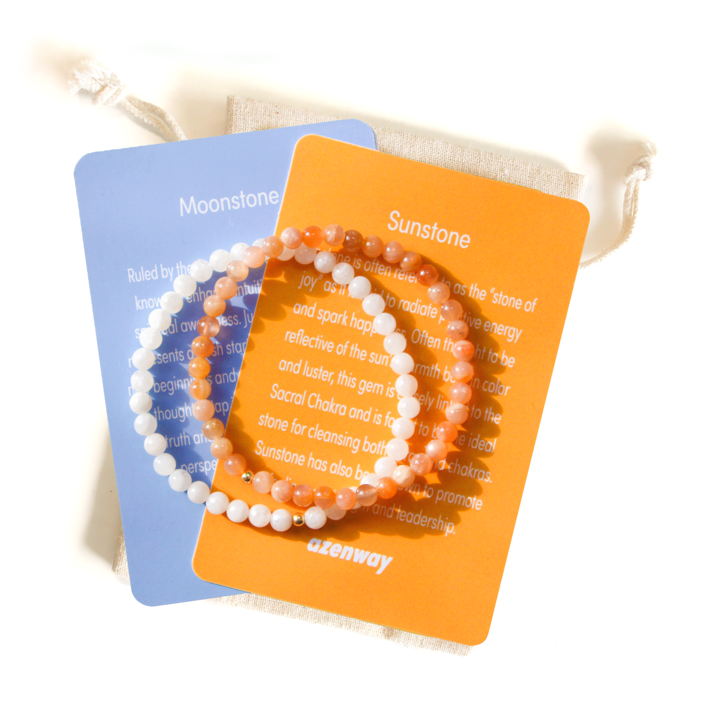 Sun + Moon Bracelet Pack - Sunstone & Moonstone with Hypoallergenic 14k Gold-Filled Beads