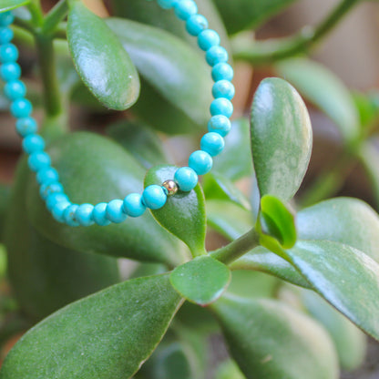 Turquoise Crystal Energy Bracelet with Hypoallergenic 14k Gold Filled Bead