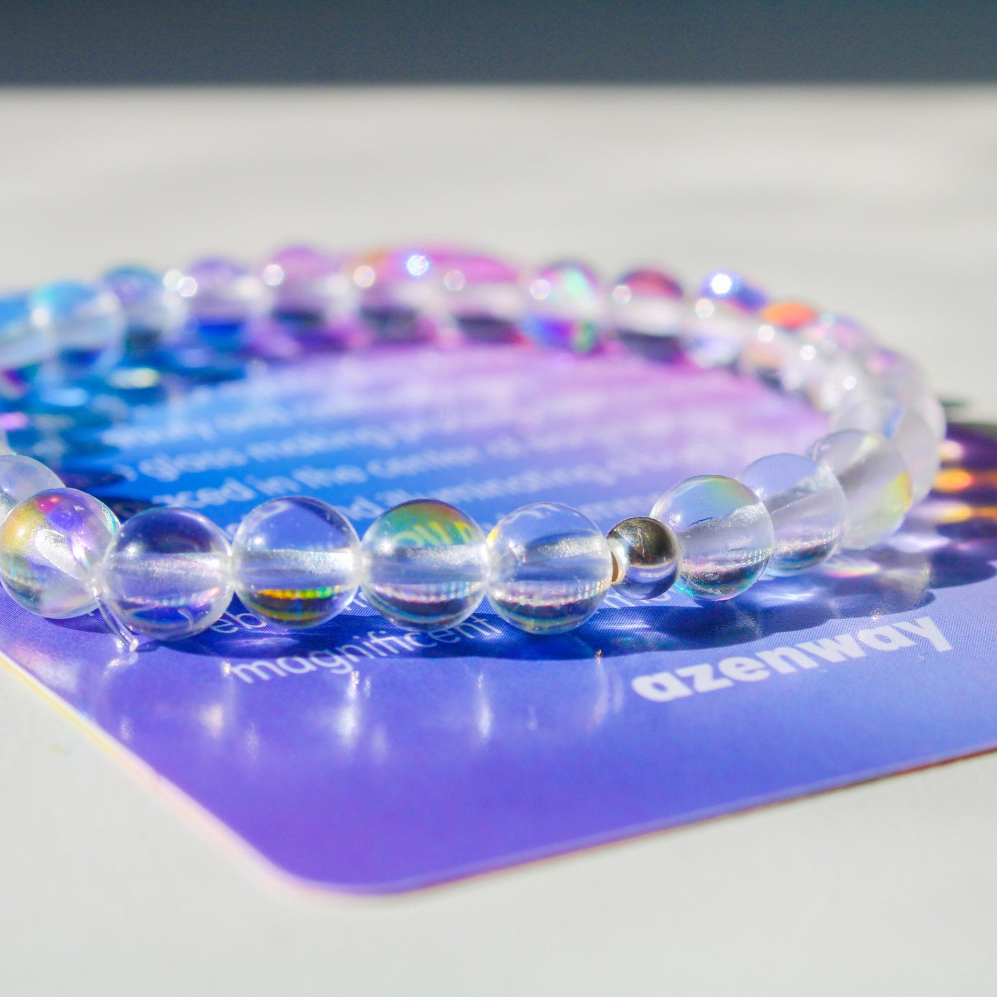 Enchanting Mystic Glass Healing Bracelet  Iridescent 6mm Beads with Hypoallergenic 925 Sterling Silver Bead