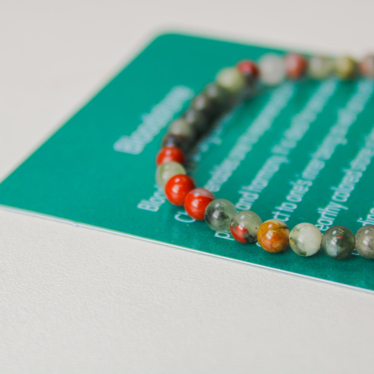 Bloodstone Healing Crystal Energy Bracelet with 4mm Natural Gemstones and 14K Gold-Filled Hypoallergenic Bead