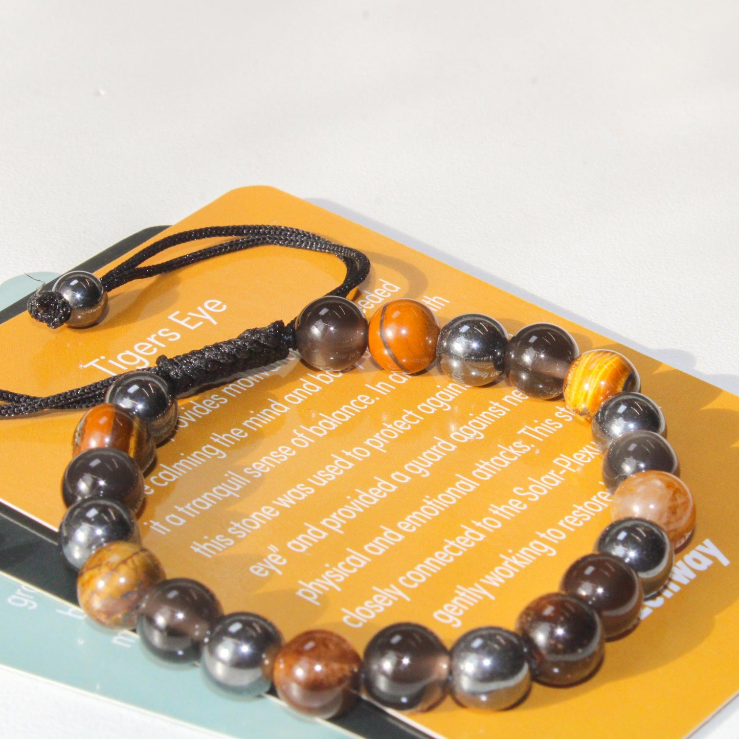 Triple Protection Healing Crystal Energy Bracelet with 6mm Natural Tiger's Eye, Black Obsidian and Hematite Gemstones for EMF Shielding